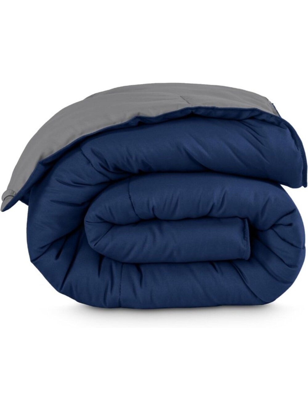 Oversized Reversible Queen Comforter Set - Dark Blue & Grey, Cozy Bedding